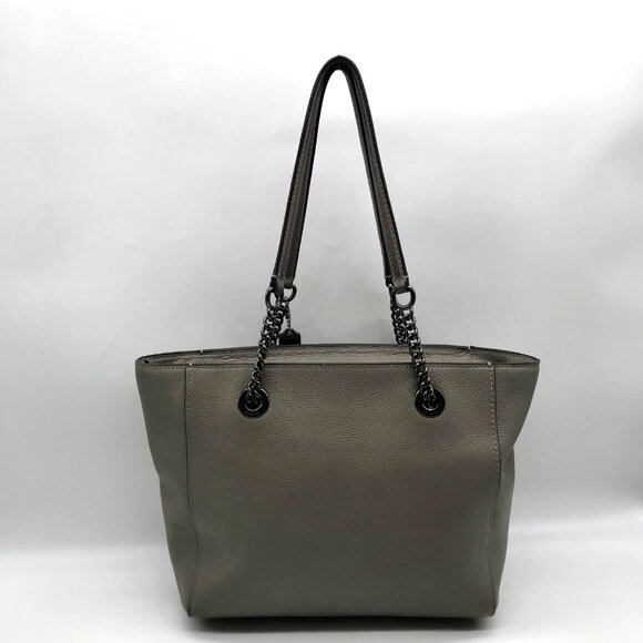 Coach Gray Pebbled Leather Turnlock Chain Tote Bag 57107 - Picture 2 of 11
